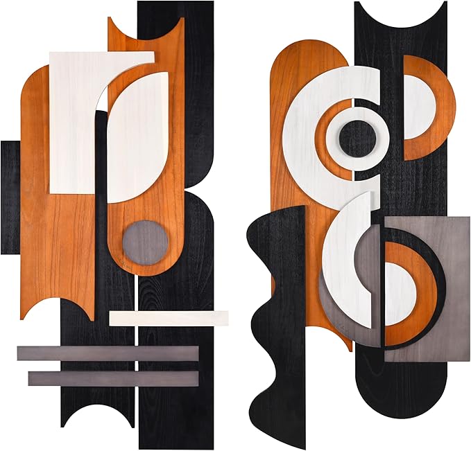 Empire Art Direct Honeyed Dusk I & II Hand Made & Hand Finished Dimensional Solid Wood Abstracts