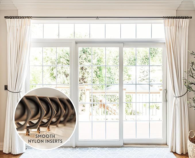 BlastHome® Luxury Curtain Rings - Premium Metal with Quiet, Smooth Nylon Inserts - Pinhooks and Clips Included - 1 1/2" Inside Diameter - 9 Rings for One Standard Curtain - Oil Rubbed Bronze