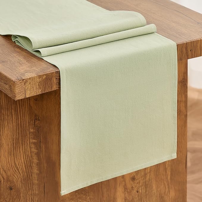 Letjolt Sage Green Table Runner 72 Inches Long Rustic Table Runner Cotton Runner Plain Table Decor