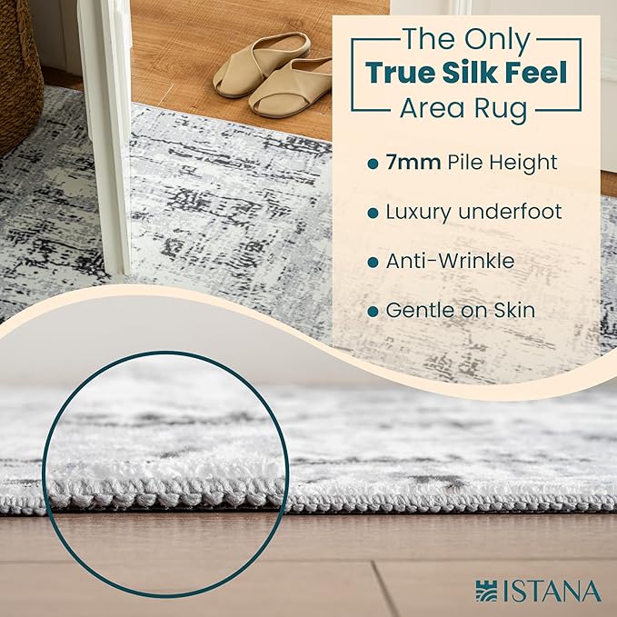 Istana 9x12 Area Rug - Grey 9 x 12 Area Rugs for Living Room - Foldable 9x12 Rugs for Bedroom/Living Room Rug - Stain Resistant Washable Rugs - Eco-Friendly Area Rugs