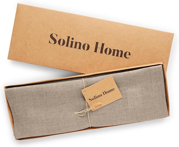 Solino Home Natural Placemats Set of 4-100% Pure Linen Placemats 14 x 14 Inch for Christmas, New Year - Fete, Handcrafted and Machine Washable