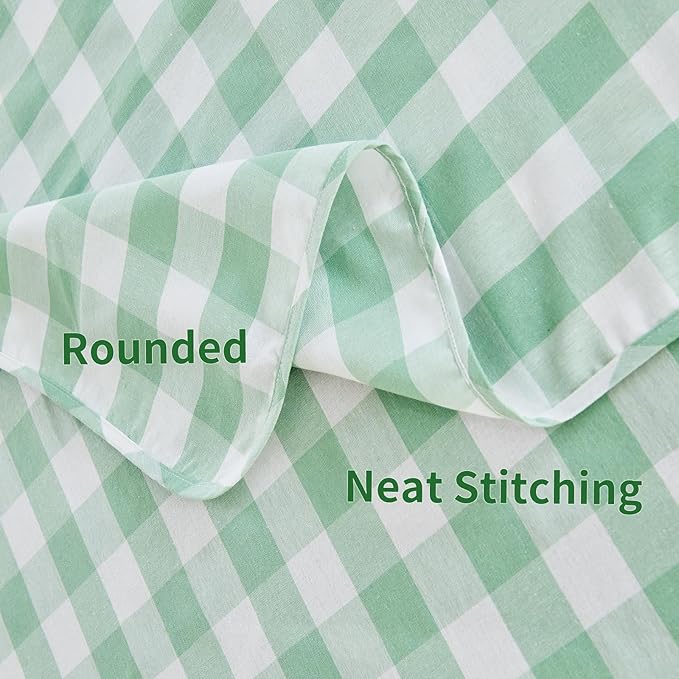 BALCONY & FALCON Gingham Table Cloth Rectangle – Reversible Water-Resistant Cotton Checkered Tablecloth for Outdoor Picnic, Camping, Kitchen, Holiday Party Decor (Green White, 57x118 Inch)