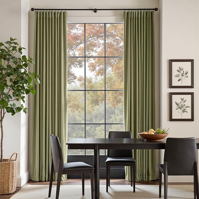 Lazzzy Velvet Blackout Curtains Thermal Insulated Room Window Drapes Super Soft Luxury Curtains for Living Room Bedroom Rod Pocket 2 Panels, Olive Sage, 52" W x 96" L