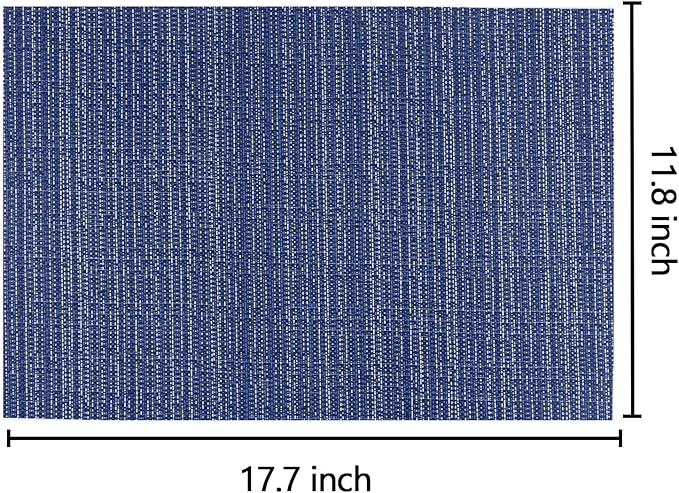 AHHFSMEI Placemats for Dining Table Set of 8 Woven Vinyl Plastic Place Mats Non-Slip Heat Insulation Stain Resistant Table Mats Washable Easy Clean Placemats (Multi Blue)