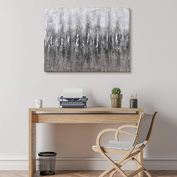 Empire Art Direct Abstract Wall Art Textured Hand Painted Canvas by Martin Edwards, Unframed, 40" x 30", Gray Frequency