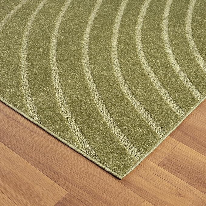 LUXE WEAVERS Modern Geometric Wave Green 8x10 Area Rug, Contemporary Stain Resistant Carpet