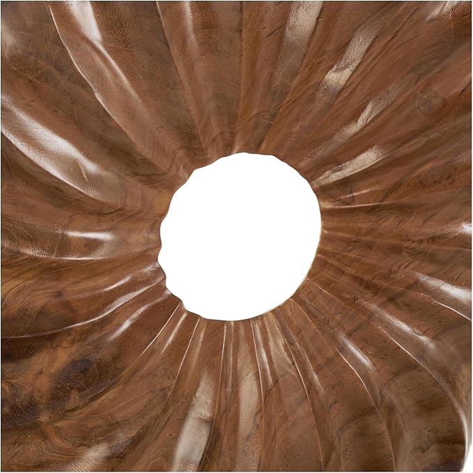 Deco 79 Teak Wood Abstract Handmade Decorative Sculpture Dimensional Circular Home Decor Statue with Center Cutout, Accent Figurine 16" x 5" x 17", Brown