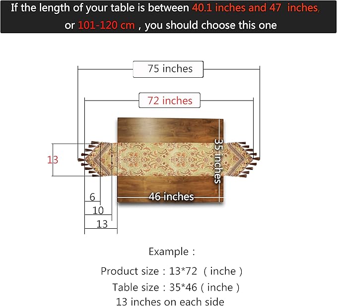 Luxury Velvet Gold Table Runner 72 Inches Long with Vintage Damask Jacquard Design for Dining Room,Living Room,Home Decor,Elegant Beaded Tapestry,Lining (Gold, 13×72 inch)