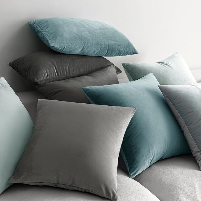 MIULEE Pack of 2, Velvet Soft Solid Decorative Square Throw Pillow Covers Set Cushion Case for Sofa Bedroom Car 20 x 20 Inch 50 x 50 Cm