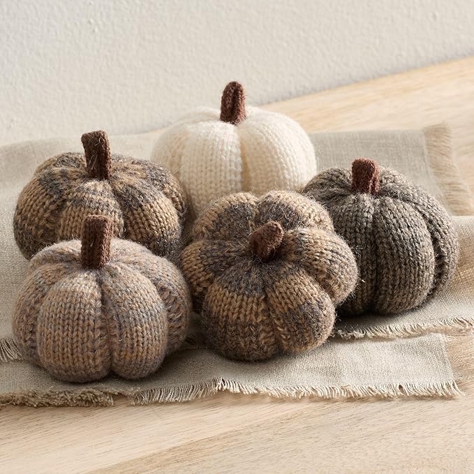 Your Heart's Content Mini Knit Pumpkins - Rustic Home Decor, Bowl Fillers, Shelf Decor Accents, Fall Wedding Decor, Cozy Home, Garland or Ornaments (Cobblestone 5)