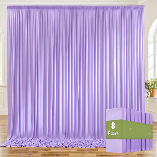 40ft x 10ft Wrinkle Free Lavender Backdrop Curtains for Parties, 8 Panels 5x10ft Polyester Purple Backdrop Drapes for Wedding Party Background Birthday Decoration