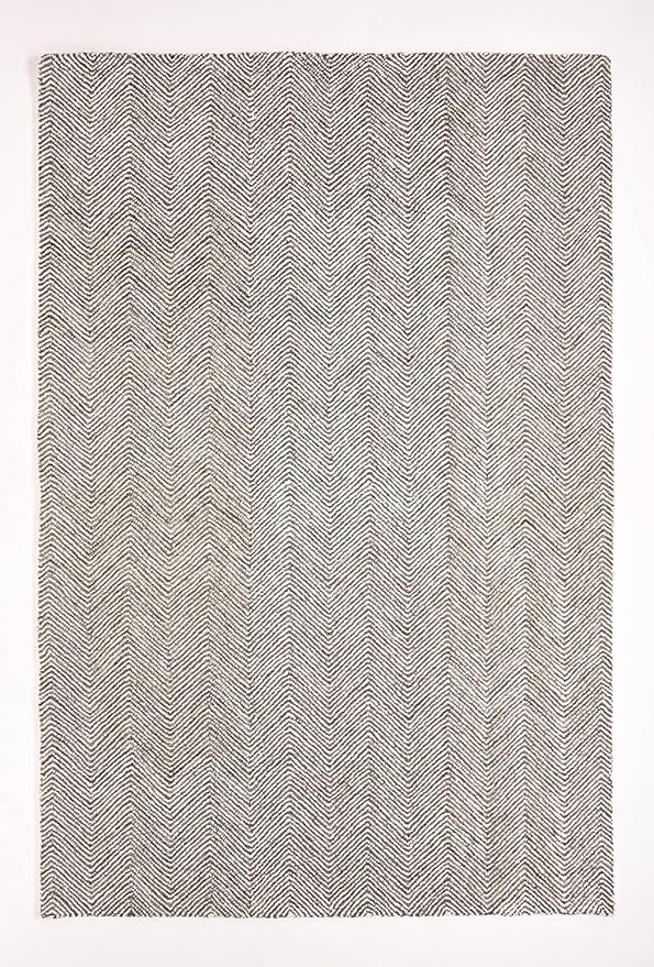 Modern Herringbone Chevron Collection Handcrafted Wool Area Rug - Durable, Zigzag Pattern, for High Traffic, Contemporary Design for Living Room, Bedroom, Dining Room Decor (Dark Olive, 9' x 9')