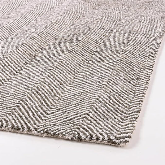 Modern Herringbone Chevron Collection Handcrafted Wool Area Rug - Durable, Zigzag Pattern, for High Traffic, Contemporary Design for Living Room, Bedroom, Dining Room Decor (Dark Olive, 6' x 9')