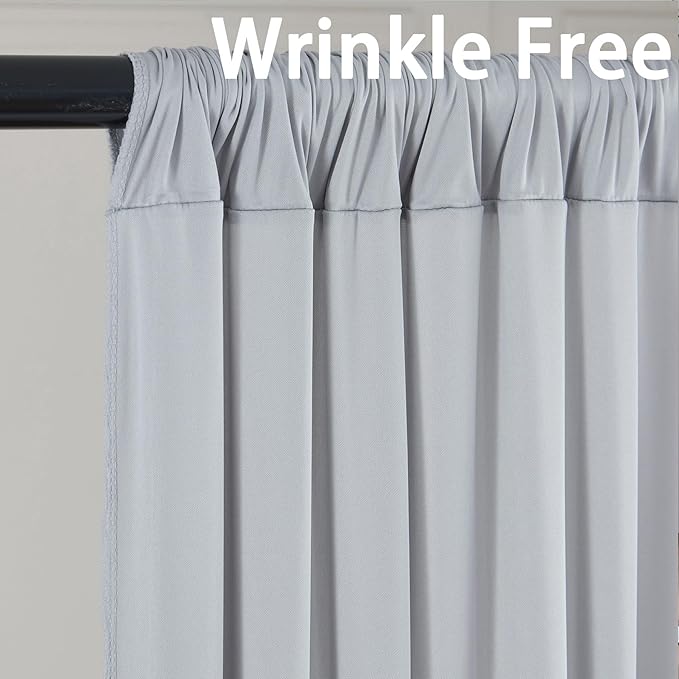 10ft x 10ft Wrinkle Free Silver Backdrop Curtain fpr Parties, Polyester Backdrop Drapes Panels for Wedding Space Theme Birthday Party Baby Shower Birthday Decoration