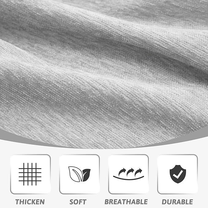 MEETSKY Couch Cover Sectional L Shape Sofa Covers Protector Sofa Throw Cover Washable Sectional Sofa Slipcovers, Thick Soft Fabric Chenille Modern Style for Living Room, 91" x 118", Light Gray