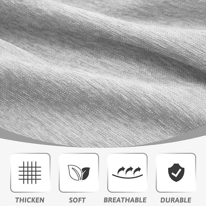 MEETSKY Sectional Couch Covers for Dog Chenille Sofa Cover, Washable Couch Cover for 3 Cushion Couch Sofa Pet Couch Furniture Protector, Light Grey Jacquard Sofa Slipcover with Tassel