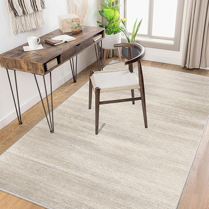 Enkor Area Rugs 4x6 Washable Non Slip Abstract Soft Rugs for Living Room Bedroom, Modern Mat for Kitchen Entryway Beige & Grey
