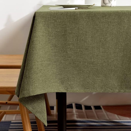 BALCONY & FALCON Square Table Cloth – Waterproof, Wrinkle-Resistant & Dust-Proof Farmhouse Tablecloth for Dining, Kitchen, Party Decorations, Outdoor Patio, Baby Shower, Christmas (Olive, 55" x 55")