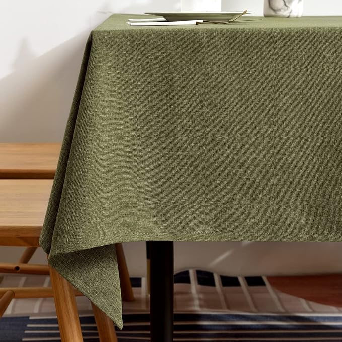 BALCONY & FALCON Extra Large Faux Linen Rectangular Tablecloth, Water Resistant Table Cover, Used for Gatherings, Households, Restaurants, Kitchens, Banquets 90x130inch