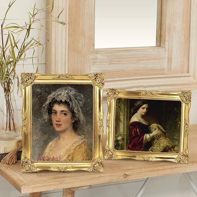 8x10 Picture Frame Gold Vintage Picture Frames Baroque Antique Ornate Victorian for Wall or Tabletop Display, Fits 8x10 or 5x7 Photo with Mat