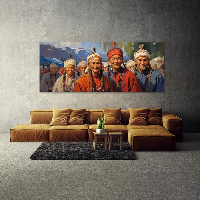 Sense Canvas Scandinavian Sami Celebrations 61 Canvas Art - Home Decor Wall Art Print Poster Painting Small 20x8 / 1.5"