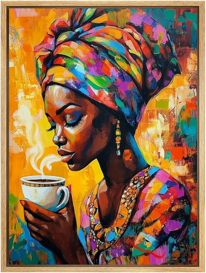Eeuqiauot African American Women Canvas Wall Art Colorful Graffiti Afro Girl Painting Black Girl Canvas Print Modern Abstract Aesthetic Pictures for Living Room Bedroom 12x16inch Unframed