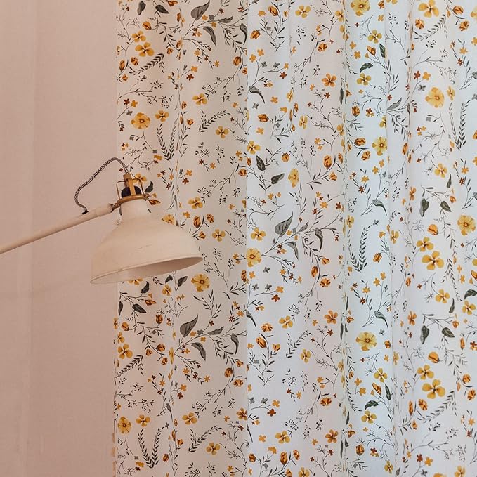 Sutuo Home Boho Curtain Semi-Blackout Vintage Florals Print Cotton Linen Fabric, Handmade Tassels Rod Pocket Bohemian Farmhouse Country Window Drape for Living Bedroom, 59" W x 63" L, 1 Panel