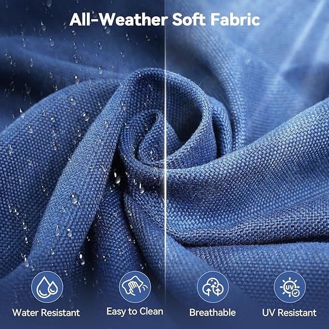 6" Thick Outdoor Cushions 22x24x6, 9-Set Deep Seat Patio Cushions with Removable Cover, Waterproof & Fade Resistant Replacement for Wicker Chair, Loveseat, Sofa - Blue