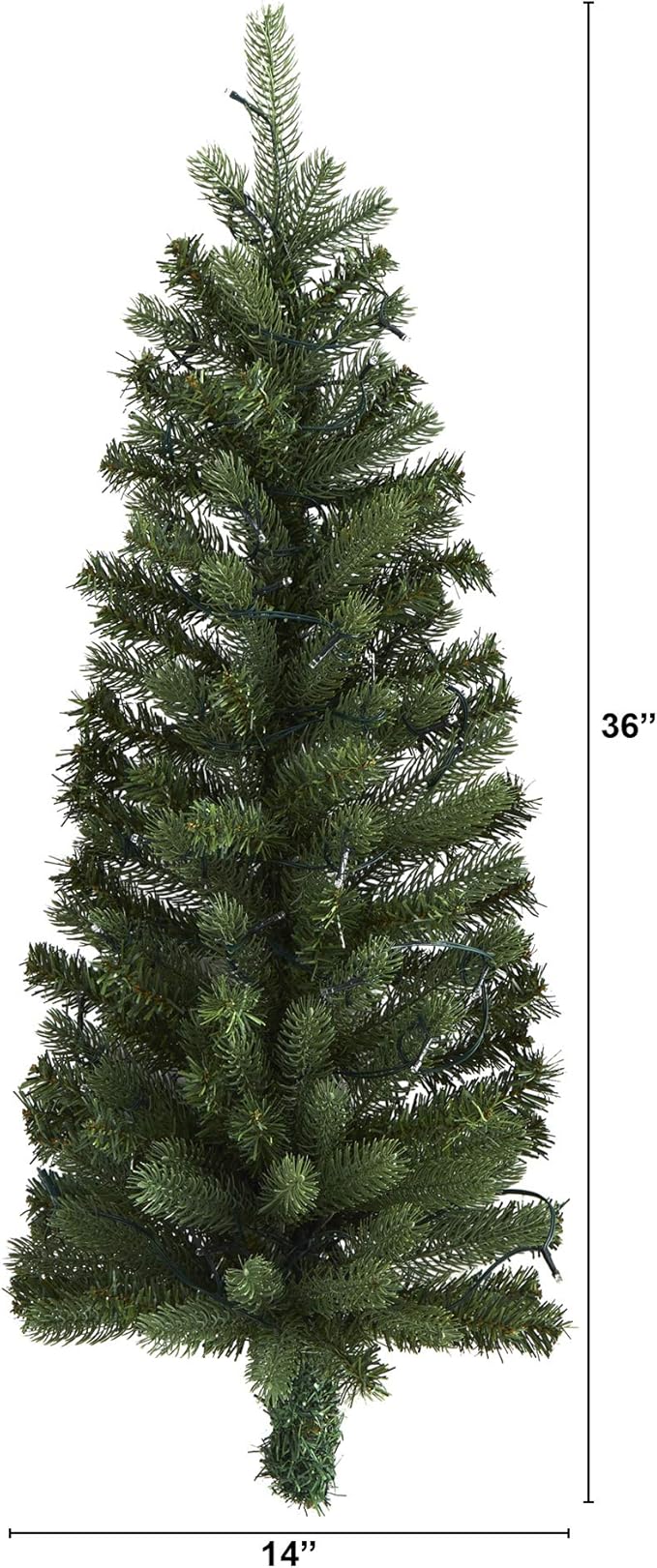 Nearly Natural 3ft. Flat Back Wall Hanging Artificial Christmas Tree with 35 Clear LED Lights