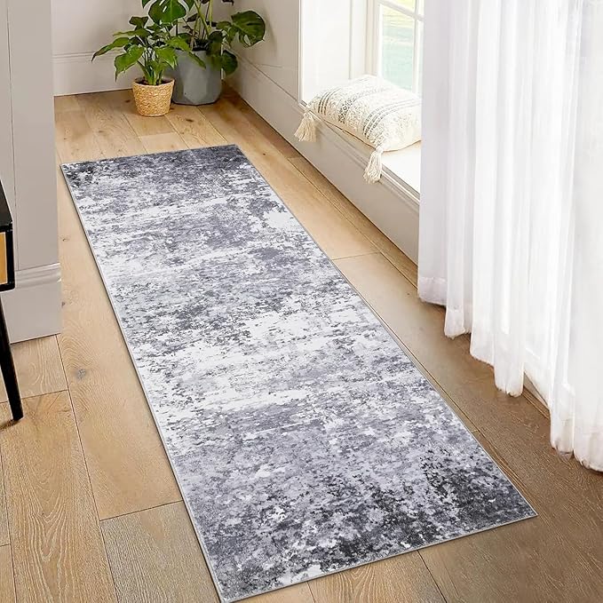 Modern Abstract 2x8 Runner Rug Washable Non Slip Stain Resistant Rug for Hallway Kitchen Bedroom Non Shedding Low Pile Indoor Floor Cover