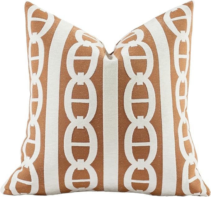 2025 New 22x22'' inches Throw Pillow Cushion Covers - Pignose Horseshoe Orange Color Chenille Jacquard Embroidery Luxury Modern Style Couch Sofa Bed Pillow Cover for Living Room Bedroom