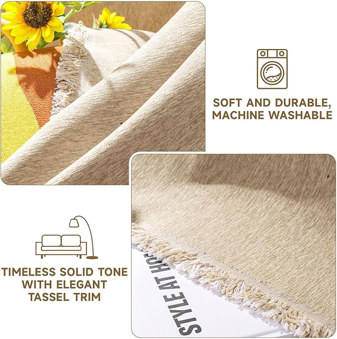 VClife Beige Couch Cover for Sofa 1 Piece Modern Minimalism Couch Cover for 3 Cushion Couch Sofa Slipcover Washable Soft Chenille Sofa Covers Furniture Protector for Bedroom Living Room 71''x150''