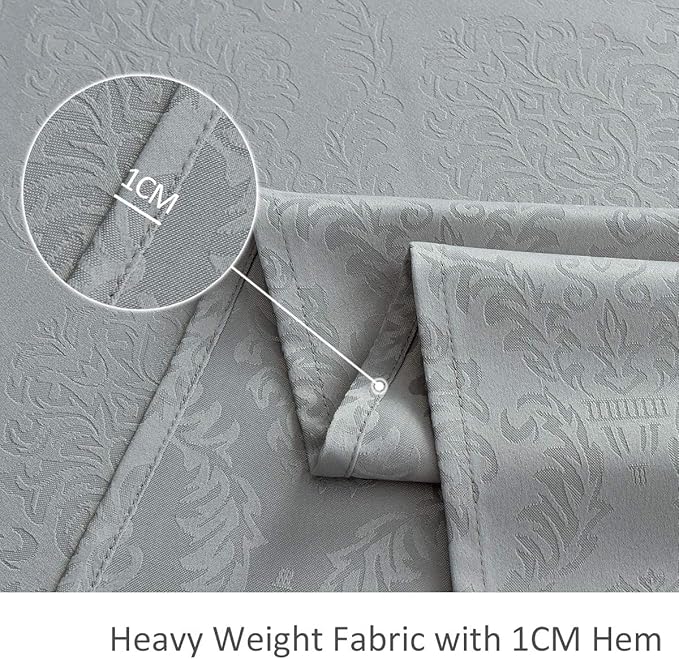 maxmill Jacquard Tablecloth Damask Design Water Resistance Antiwrinkle Heavy Weight Soft Table Cloth for Buffet Banquet Parties Event Holiday Dinner Rectangle 60 x 84 Inch Light Grey