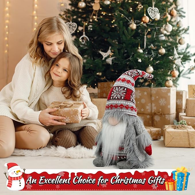 Gnome Christmas Decorations - Adorable Plush Christmas Gnome Gifts for Women, Thanksgiving Valentines Birthday Plush Gnomes Swedish Tomte Elf for Kitchen, Tiered Tray and Home Décor