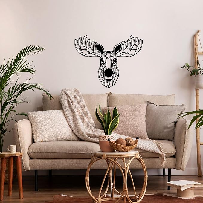 DEKADRON Metal Wall Art, Geometric Metal Moose Head Decor, Wall Hangings, Metal Moose Elk Sign, Home Décor, Office Decoration (39" W x 28" H / 90x70cm)