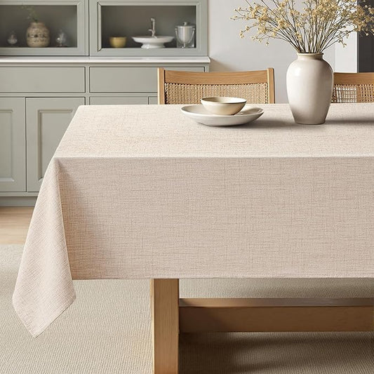 MIULEE Ivory Linen Polyester Tablecloth 60x144 Inch Rectangle Table Cloth Waterproof,Stain Resistant & Wrinkle Resistant for Dining Party Wedding