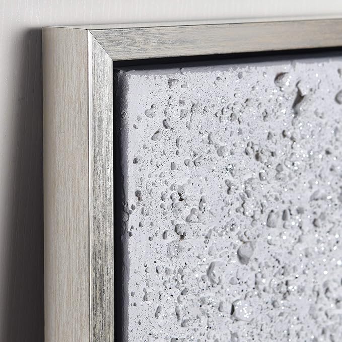 Empire Art Direct Abstract Wall Art Textured Hand Painted Canvas by Martin Edwards, Champagne Frame, 24" x 48", White Snow B