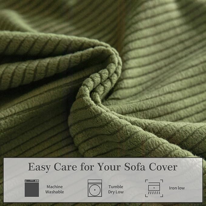 Sectional Couch Covers, Wear Resistant Stretch Sofa Covers Washable Soft Couch Cushion Covers Anti Slip Furniture Protector Sofa Slipcovers for Pets (1 Piece Loveseat Cover, Green)