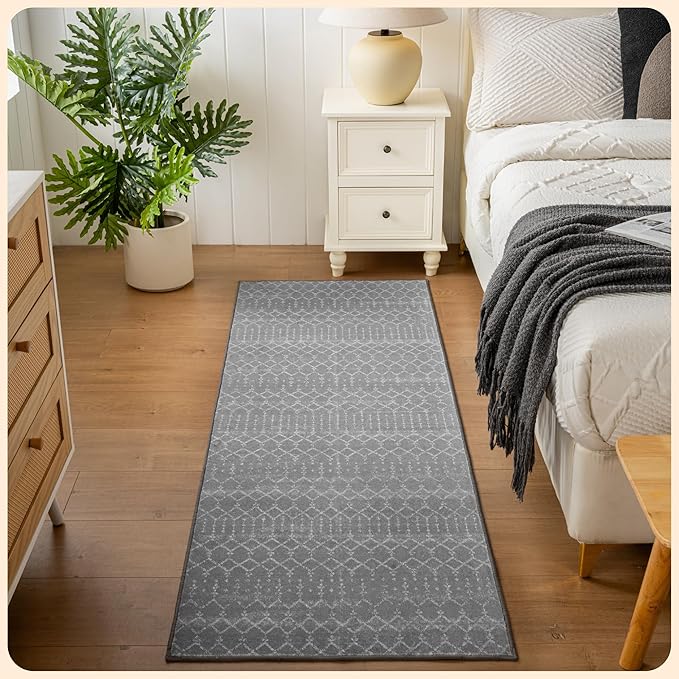 Istana Hallway Runner Rug 2x6 - Dark Grey Kitchen Rugs Non Slip Washable -Silk's Soft Touch Carpet Runner - Stylish Rug Runner for Home