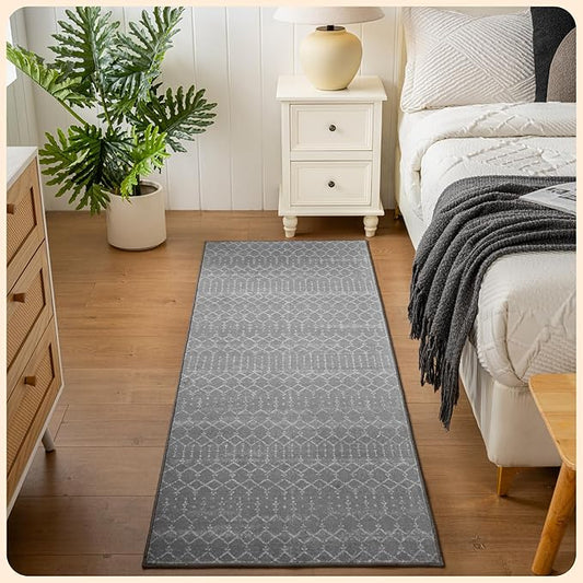 Istana Hallway Runner Rug 2x6 - Dark Grey Kitchen Rugs Non Slip Washable -Silk's Soft Touch Carpet Runner - Stylish Rug Runner for Home