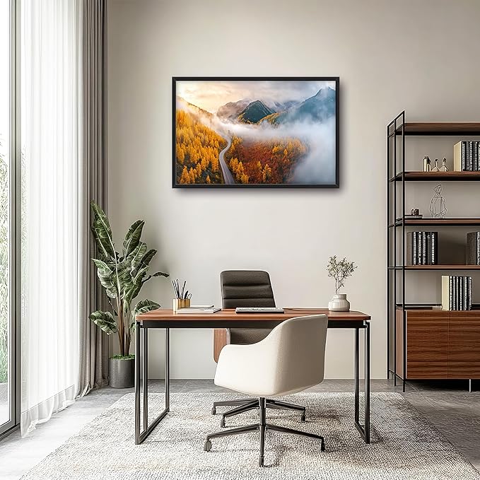 Mountain Large Wall Art Framed Wall Decor for Living Room, Mountains Forest Pictures Oversized Canvas Print Painting Modern Extra Large Framed Artwork for Bedroom Office Home Decor 36"x24"