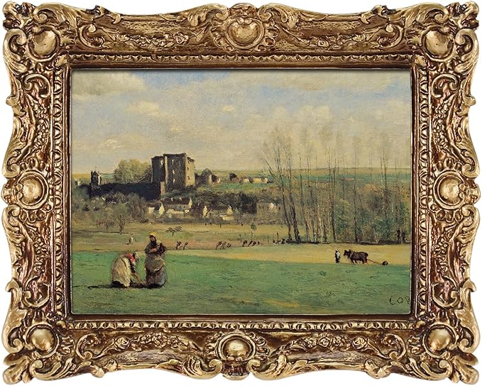 FOLKOR Vintage Canvas Wall Art for Living Room, French Countryside Picture Print for Bedroom Decoration, Antique Gold Paintings Posters for Home Office Birthday Christmas Gift, 5x7