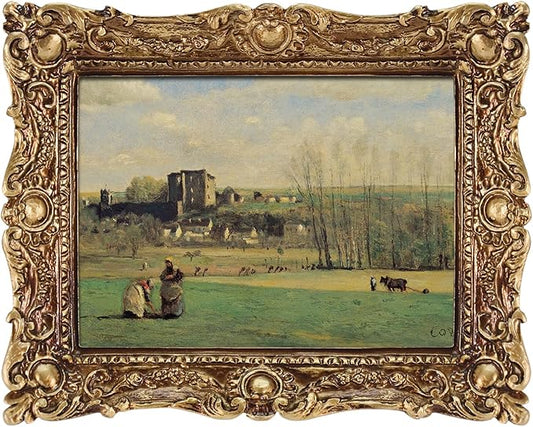 FOLKOR Vintage Canvas Wall Art for Living Room, French Countryside Picture Print for Bedroom Decoration, Antique Gold Paintings Posters for Home Office Birthday Christmas Gift, 5x7