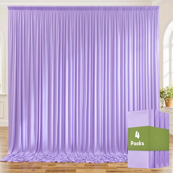 20ft x 10ft Wrinkle Free Lavender Backdrop Curtains for Parties, Polyester Light Purple Photo Backdrop Drapes for Wedding Photography Birthday Party Background Baby Shower