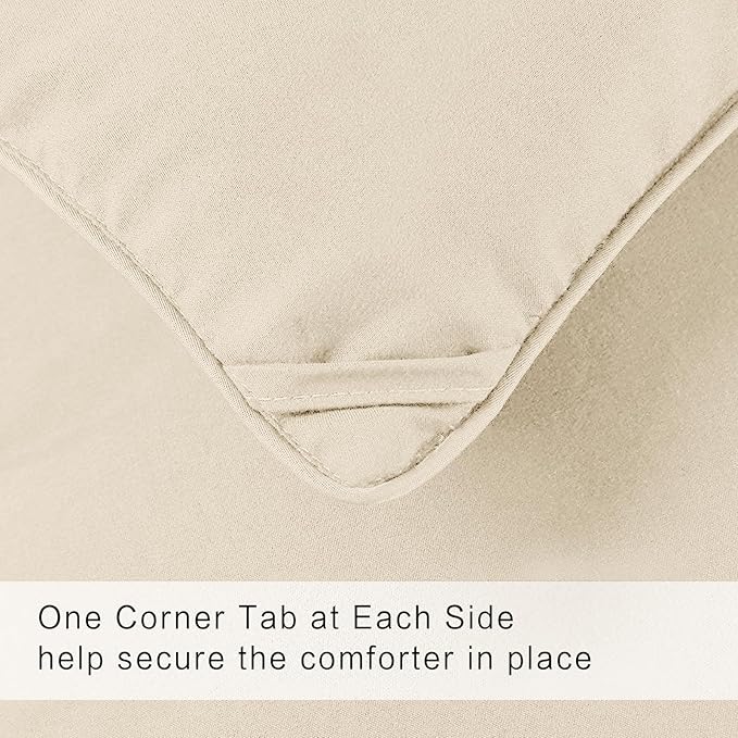 COHOME Quilted Oversized Queen Size Comforter - All-Season Down Alternative Duvet Insert - Luxury Hotel Soft Breathable Beige Comforter with Anti-Clump Tech & 8 Tabs- Reversible （98"x98"）