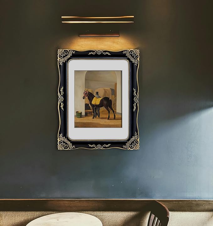 11x14 Vintage Picture Frame Black Baroque Gothic Picture Frames Antique Ornate Victorian for Wall Display, Fits 11x14 or 8x10 Photo with Mat
