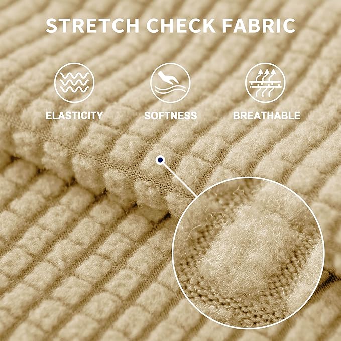 SUBRTEX 7 Pieces Stretch Sofa Slipcover Sets Couch Cover Sets Backrest Cushion Covers Furniture Protector Collection Set for Oversize Sofa Loveseat Chair Slip Covers(Large, New Sand)