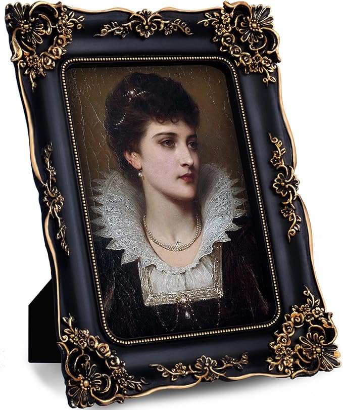 Gothic Picture Frame 5x7 Black Vintage Picture Frames Antique Ornate Baroque Victorian for Tabletop or Wall Display with Glass Front