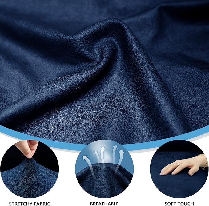 Couch Cover 8-Pieces Sofa Covers Washable Recliner Sofa Covers 3 Seater Leather Look Recliner Slipcovers with Pockets Spandex Fabric Furniture Covers(Recliner Sofa, Navy)