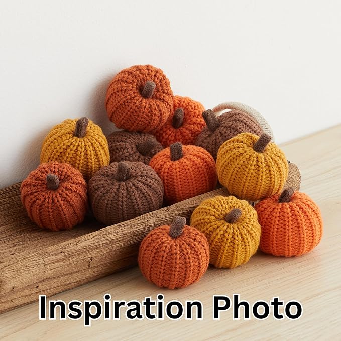 Your Heart's Content Mini Knit Pumpkins Set of 5, mini Pumpkin Decor, Orange Pumpkin Bowl fillers Fall Tiered Tray Decor Set, Autumn Table Decorations for Halloween (Mini Knit Orange)